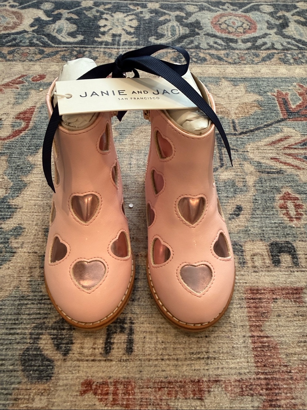 Janie and Jack Pink Heart Cutout Lace-Up Boots size 8T